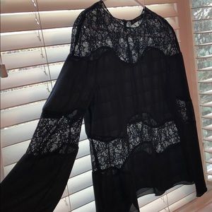 Zara sheer black top with lace